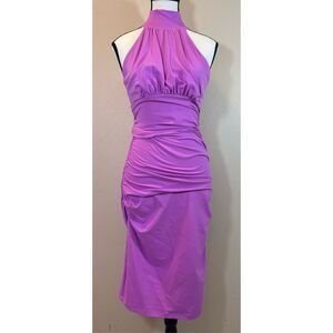 NWOT Susana Monaco Mock Neck Bodycon Gathered Sleeveless Dress Women's Medium